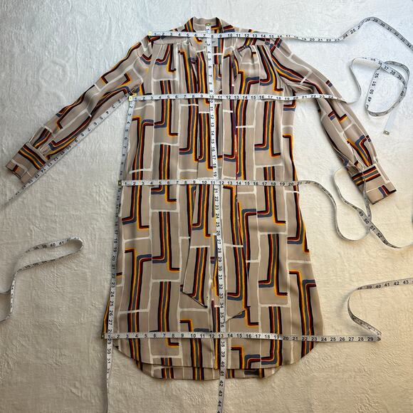 Rachel Comey Upland Dress 100% Silk Rainbow Print Tunic Shirt Dress Size 2 EUC - Picture 8 of 16